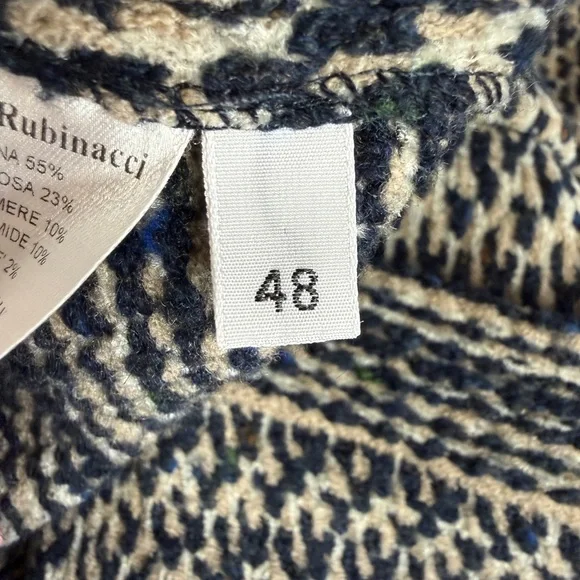 Amina Rubinacci Napoli Wool Cashmere Knit Coat EU 48
